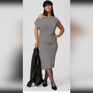Torrid Off-Shoulder Black and White Midi Dress